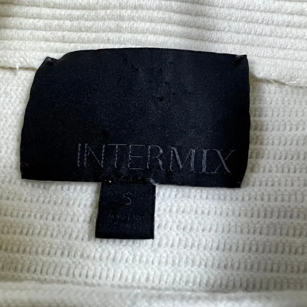 Intermix Ottoman Cold Shoulder Cream Off White Ribbed Knit Sweater